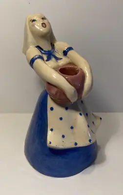 Vintage California Pottery Hedi Schoop Lady Figurine Candle Holder Candlestick • $28.95