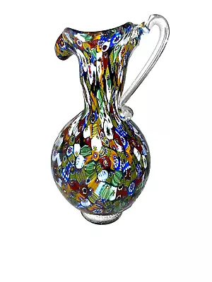 Vintage Murano Italy Art Glass Millefiori 7  Pitcher Multicolor • $112.09
