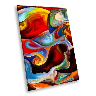 Red Blue Orange Green Portrait Abstract Canvas Wall Art Large Picture Prints • £9.99
