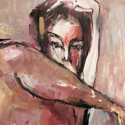 46x46  Abstract Figurative Painting Large Post Expressionist Artwork | POSE • $560