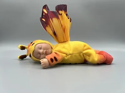 Anne Geddes 9  Yellow Plush Monarch Butterfly Wings Sleeping  Baby Doll Beanie • $14.99