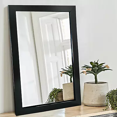 Black Long Wall Mounted Mirror Bathroom Bedroom Hallway Make Up Dressing Room • £19.99