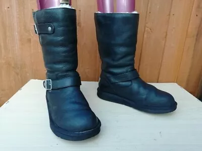 Black Leather Ugg Australia Kensington Uk 6.5  More Like 5.5 Vgc • £67