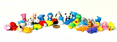 Assorted Lot 33 IWAKO Miniature Soft Rubber Animal Erasers Figures No Duplicates • $20