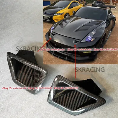 $93.71 • Buy 2x Carbon Fiber Front Bumper Side Air Vent Duct Intake Cover For Nissan 370Z Z34