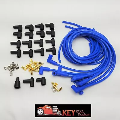 $39.95 • Buy 8.5mm Blue 90 Degree Spark Plug Wires HEI  Chevy SBC BBC Ford Mopar 350 454 V8