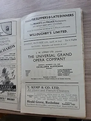 Opera Theatre 1938manchester Princesuniversal Grand Opera Co • £8