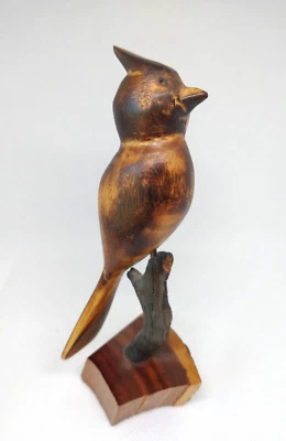 $8 • Buy Vintage Wooden Stained Carved Bird On A Branch 5in Tall