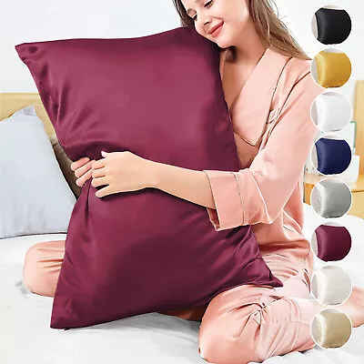 Luxury 2 Pack Satin Silk Pillowcase For Hair & Skin Pillow Cases Cover Pair UK • £2.99