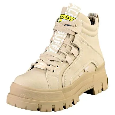 Buffalo Aspha Nc Mid Vegan Womens Beige Platform Boots - 8 UK • $195.32