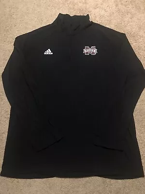 Mississippi State Bulldogs Adidas 1/4 Zipper Pullover Lightweight Men's L Black • $14