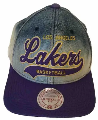 LA Lakers Basketball Snapback Cap Hardwood Classics Denim Blue/Purple RARE • £7.49