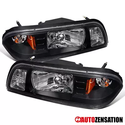 Fit 1987-1993 Ford Mustang GT 1PC Style Black Headlights Headlamps Corner Signal • $126.99
