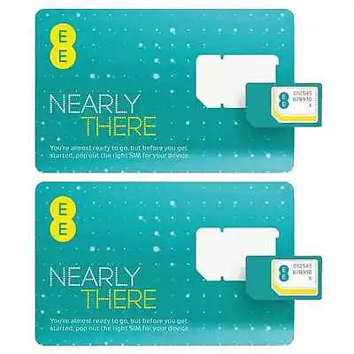 2 X EE Pay As You Go PAYG SIM Card Micro Nano Adapter For IPhone IPad Samsung • £1.74