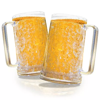 Beer Mugs For Freezer Beer Mug Double Walled Freezer Mugs With Gel Set Of 2 • $22.99