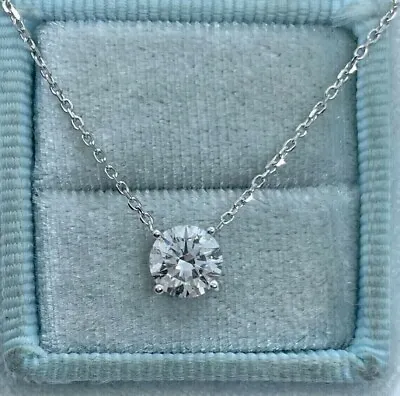 2Ct Round Cut Lab Created Diamond Solitaire Pendant 14K White Gold Finish • $27.99