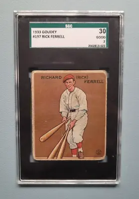 1933 Goudey #197 Rick Ferrell HOF Graded SGC 2 Good • $98