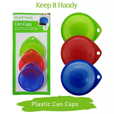 3 Plastic Can Lids Tin Covers Pet Dog Cat Food Reusable Caps Tops Fresh Storage • £2.79