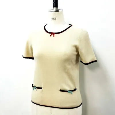 $451 • Buy GUCCI Ribbon Cut Short Sleeve T-shirt Beige Cashmere 501400