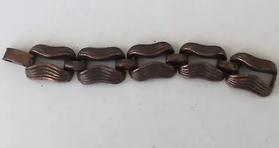 Vintage Torino Copper Link Chunky Bracelet Fold Over Clasp 1.25” Width • $19.50