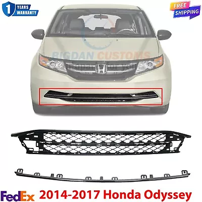 Front Bumper Mesh Grille + Center Chrome Molding For 2014-2017 Honda Odyssey • $66.57