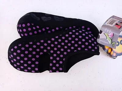 NEW Med Nufoot Women's Purple Black Mary Jane Travel Footwear Slipper Sock Grip • $12.50