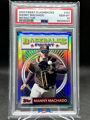 Manny Machado 2020 Topps Finest Flashbacks REFRACTOR PSA 10 Gem Mint Card #191 • $99.99