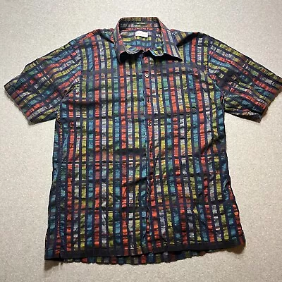 Maus & Hoffman Shirt Mens XL Multicolor Button Up Geometric Cocktail Short Sleev • $19.88