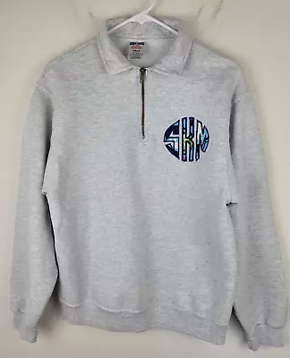 Vintage Jerzees Sweatshirt Medium Gray SKM Embroidery Monogram Super Sweats • $20.99