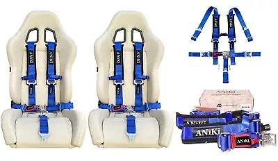 2 ANIKI BLUE 5 POINT 2  LATCH & LINK SEAT BELT HARNESS W/ SHOULDER PAD UTV ATV • $122.88