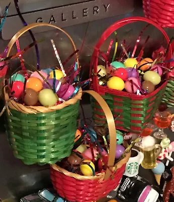 $13.97 • Buy Dollhouse Miniature Holiday Easter Egg Basket Lot 👻🧲 (13) Colored Eggs Basket