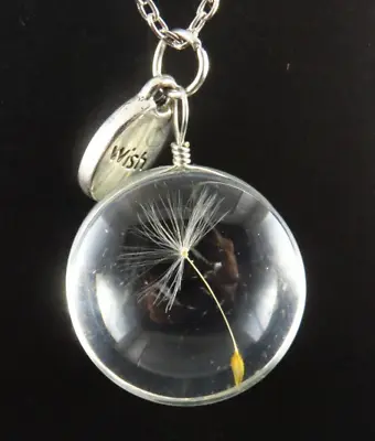 Super Sweet DANDELION FLURRY SEED PENDANT Make A Wish SILVER TONE NECKLACE CHAIN • $10.69
