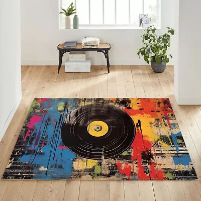 Record Rug Retro Record Rug Colorful Record Rug Music Rug Music Room Rug • $29