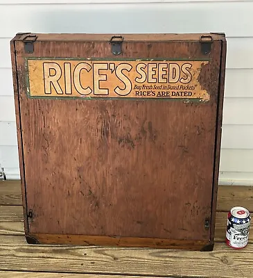 Antique Rice's Seeds Advertising Dovetailed Wood Display Store Case Cabinet • $597