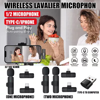 Wireless Lavalier Microphone Mini Mic For Android IPhone Ipad Vlog Live Stream • $24.88