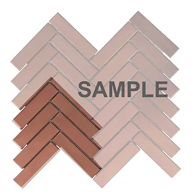 Rose Gold Copper Color Metallic Metal Herringbone Mosaic Tile Kitchen Backsplash • $3.99