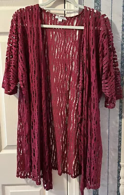 Erin London Maroon Long Cut-Out Cardigan. Size XL. Half Sleeve. • $13.99