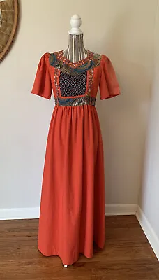 $29 • Buy Vintage 70s Patchwork Prairie Maxi Dress Womans S/M