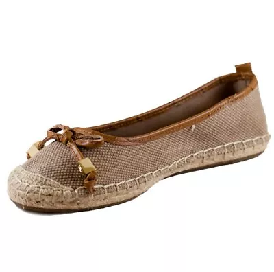 Michael Kors  Meg Espadrille  Flats With Brown Leather Sz 6 Euc • $29.99