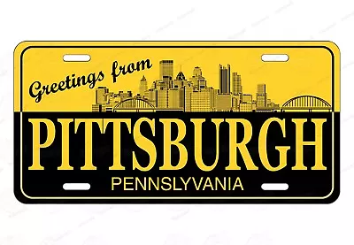 Greetings From Pittsburgh PA Souvenir Black License Plate Auto ATV MOPED Bike • $16.99