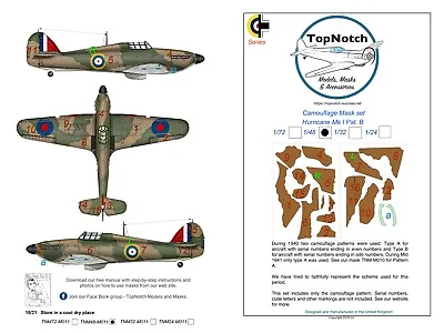 TopNotch Hawker Hurricane Pattern B Camouflage Scheme Vinyl Mask Set • £18.25