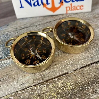 $8.97 • Buy 2 X Brass Compass - Small Pocket Style - Nautical Necklace Pendant - Keychain