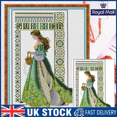 Partial Cross Stitch 14CT Summer Lady Counted Embroidery DIY Needlework Kits Art • £8.79