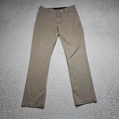 Volcom Pants Mens Size 28 Brown Flat Front Straight Leg Chino Casual • $15.95