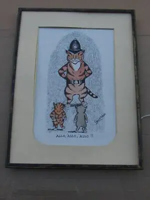 Louis Wain Ink Drawing ? Print ? Vintage Antique Cats Allo Allo Allo Framed • £39.99