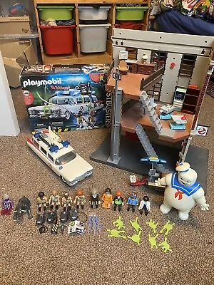 Playmobil Ghostbusters Bundle - Firehouse Ecto-1 Hotdog Stand Stay Puft Dog • £100