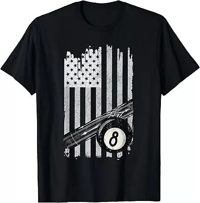 NEW LIMITED American Flag Pool Table Tee Billiard 8 Ball Wear Tee T-Shirt S-3XL • $23.96