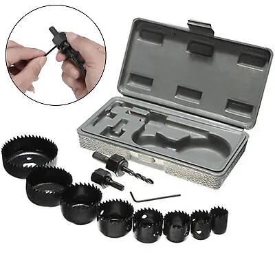 11Pcs Hole Saw Cutting Set Kit Drilling Tool Wood Metal Cutter 19mm-64mm W/ Case • £7.29