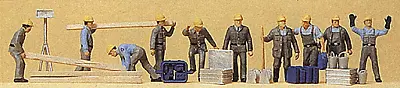 HO Preiser 10220 People Working - Construction Workers 10 Figures HO2301 LZ • $13.38