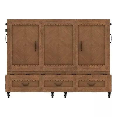 RoomAndLoft Imperial Queen Solid Wood Mobile Murphy Cabinet Bed In Brown • $1929.66
